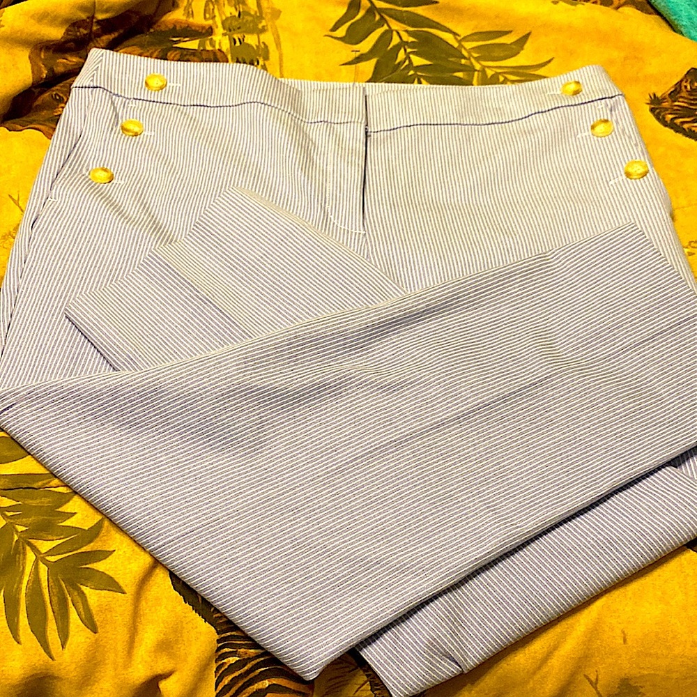 Ladies NWOT Loft “Riviera Pant” size 16 blue|white striped